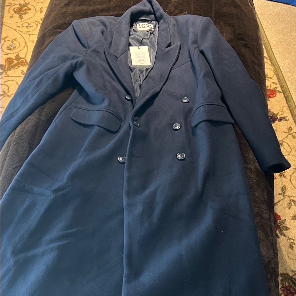 Navy Double-Breasted Coat